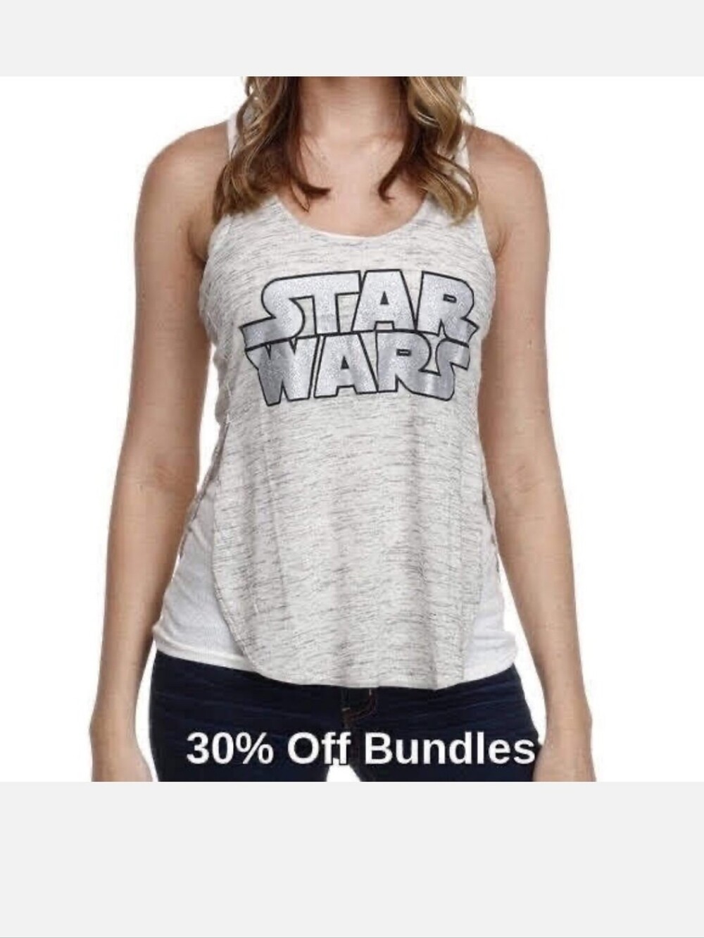Star Wars Graphic Tank Top - Heather White with Black Logo